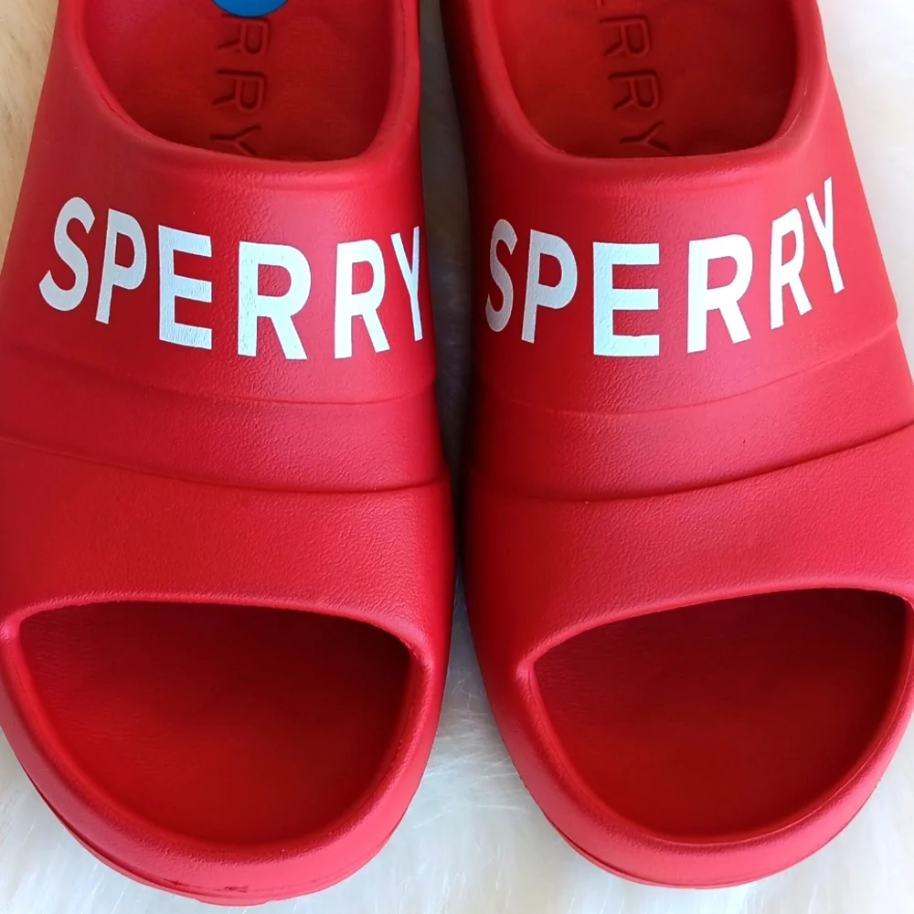 ❤️Sperry preppy patriotic July 4th red float slides with logo - Picture 9 of 10